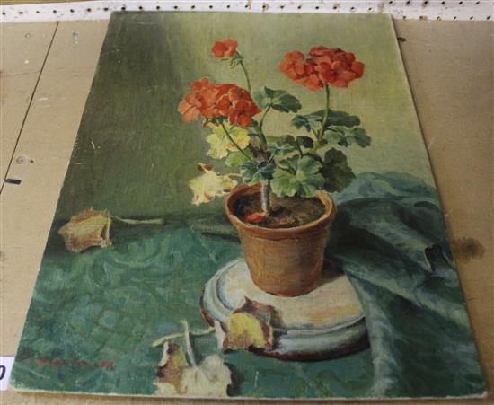 Hilda Walker, oil on board, still life